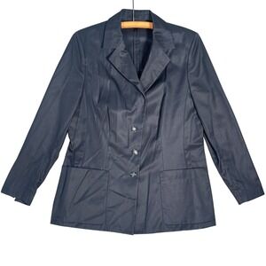 Vintage Escada Blazer Women's EU 44 US 14 Black Cotton‎ Jacket Lace Up Cuffs